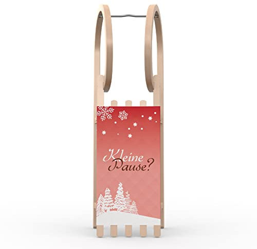 Vispronet Hörnerschlitten Classic, Tragfähigkeit 90 kg, inkl. Zugseil, Holzschlitten für Kinder und Erwachsene, Schlitten Größe 100 x 33 x 38 cm (Kleine Pause)