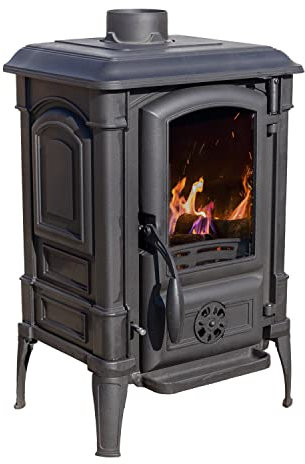 EEK A+ Kaminofen Gusseisen Ofen Antik Holz Guca Arina Holzofen Klein 6,5 kW Kamin Gusseisenofen Dauerbrandofen Werkstattofen Hüttenofen Heizofen