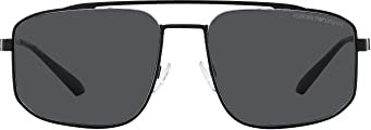 Emporio Armani Herren Ea2139 Rechteckige Sonnenbrille, Schwarz, 57