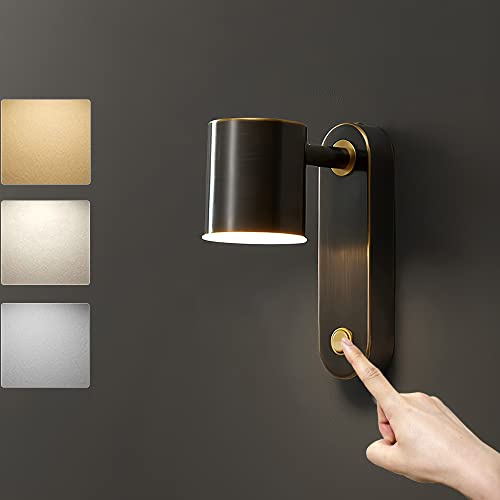 LED Wandleuchte mit Schalter Modern Dimmbar Wandlampe Schlafzimmer Bett Leselampe Drehbar Wandstrahler Innen Metall Wandbeleuchtung für Wohnzimmer Kinderzimmer Büro Hotel Lounge, Schwarz