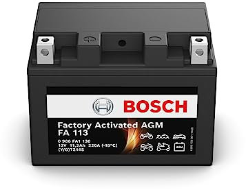 Bosch FA113 - Batteria AGM per motocicli - 12V 220A 11,2Ah - Adatta per moto, motociclette, enduro, scooter, quad, moto d'acqua - Compatibile M6017, BTZ14S