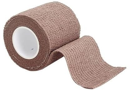 RIAAJ 4.8m Nastro Avvolgente Benda Elastica Autoadesiva Sportiva Colorata Per Cuscinetti Di Supporto Ginocchio Dito Caviglia Palmo Spalla-Marrone,5cmX4.8cm