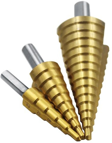 3 uds 4-12mm 4-20mm 4-32mm HSS 4241 Acero Paso Grande Cono Titanio Recubierto Metal Broca Herramienta de Corte Conjunto Cortador de Agujeros