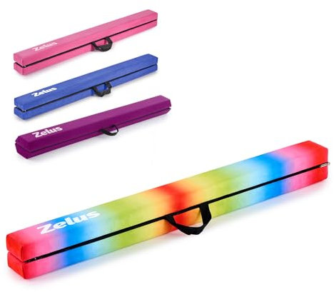 ZELUS 240CM / 8 pies Viga de Equilibrio de Gimnasia Plegable Barra de Equilibrio con Base Antideslizante Asas de Transporte para Niños, Principiantes y Gimnastas Profesionales