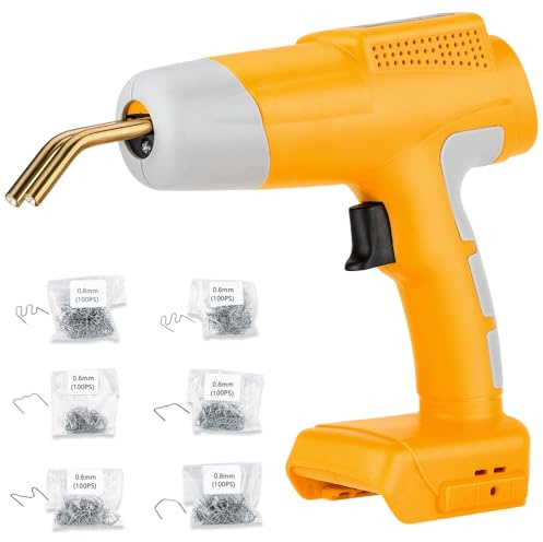 Choerinton Pistola soldadora de plástico inalámbrica compatible con batería Dewalt de 20 V máx. con 600 piezas de grapas calientes de plástico para parachoques de coche, salpicadero y reparación (sin