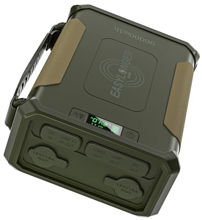 EASYLONGER ES960 Tragbare Powerstation 96000mAh 297.6Wh Energieversorgung Kabelloses Ladegerät Akkupack Einstellbare DC 12V 24V Solar Powerbank Camping Batterie-Backup für Angeln Außenbereich Notfall