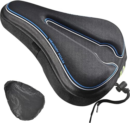 Trkimal Gel Bike Seat Cushion, Bike Foam Memory Seat Cushion, Extra Soft Bicycle Seat Cover, Anti-Slip Bike Saddle Cushion for Mountain Road Bike and Outdoor Cycling