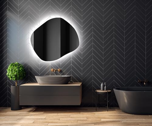Artforma Badspiegel 104x94 cm Asymmetrisch ROM221 x53, LED, Ohne Rahmen | Asymmetrischer Spiegel, 104x94, Led Spiegel Bad, Unregelmäßiger Form, Badezimmerspiegel Nach Maß, Modernes Design