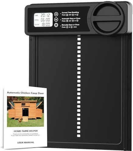 INNOLAND Porte Automatique Poulailler avec Minuterie du Soir/Matin, Porte Poulailler Automatique | Anti-pincement | Alliage d'aluminium | Écran LCD Étanche, Porte Poulailler Fonctionne à Piles