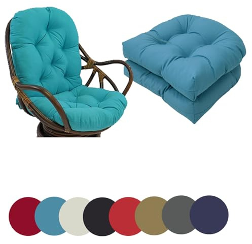 QLXYYFC Cuscini per Sedie da Giardino In Vimini, Set di 2 Cuscini per Sedie da Esterno a Forma di U per Cuscino di Ricambio, Cuscino per Sedia a Dondolo, Sedie In Vimini, Sedili da Pranzo (Color : Bl