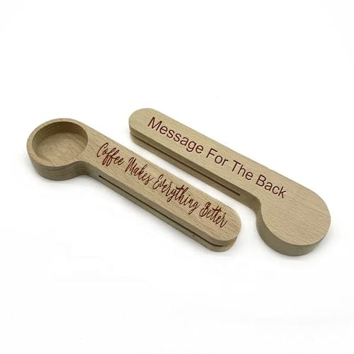 Personalised Wooden Coffee Scoop, Engraved Coffee Wooden Spoon