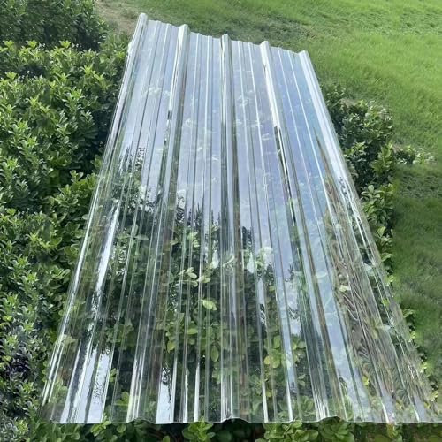 FRP-Tageslichtplatten,Klar Wellplatten,Wellbahn Profilplatten Trapez,Frostbeständige/Isolierende Dachplatten,1,5mm Dickes Gewächshausplatten,Längenzuschnitt Möglich (0.9x1.6m/35x63in)