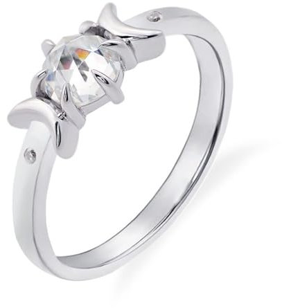 KnSam Platin Ring, Mond Hochzeitsring mit Moissanit in Rundschliff, 950 Platinum Partnerringe Freundschaftsringe Echtschmuck
