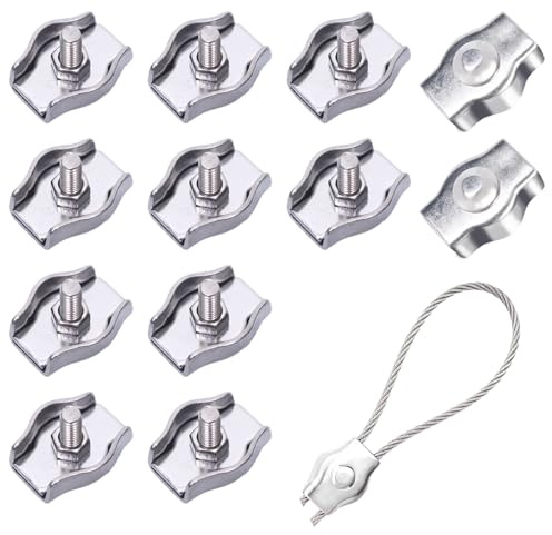Healife 12 Stück M3 Drahtseilklemme Edelstahl für 3mm Drahtseile - Langlebige Simplex Klemme für Stahlseil, Wäscheleine, Seilklemme, Markise - Fixierung, Sicherung - DRAHTSEIL 3MM