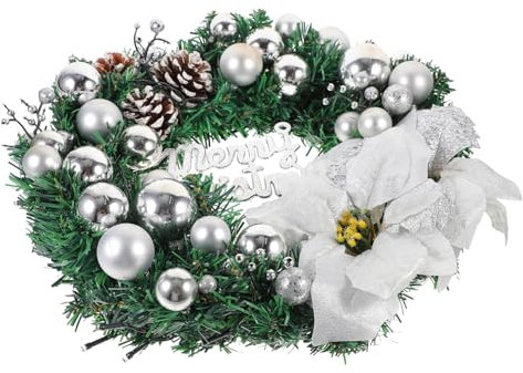 FUNOMOCYA Künstlicher Blumenkranz Mit Beleuchtung Für Weihnachten Hochwertige Girlande Für Tür Und Heimdekoration Künstliche Blumendekoration Szenenkranzdekoration Mit Lichteffekt