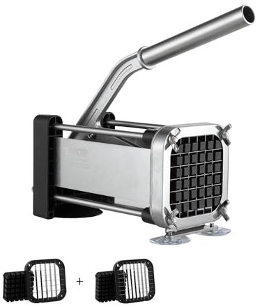 VEVOR Cortador de Papas con Cuchillas de Acero Inoxidable 1/2, 3/8 Cortador de Papas Manual con Ventosas Cortadora de Patatas Fritas Ideal para Papas, Papas Fritas, Pepinos, Verduras, Zanahorias