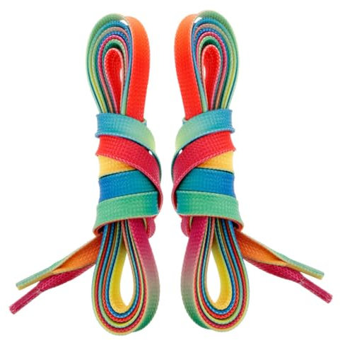 ERINGOGO 2stücke Bunte Gewachste Schnürsenkel Für Eishockeyschlittschuhe Flach Polyester Wasserabweisend Regenbogenfarbverlauf Langlebig Und Knotenfrei Für Schnelles Schnüren