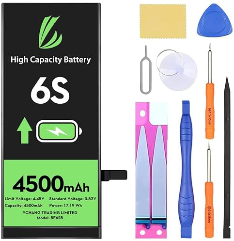 LL TRADER Batterie pour iPhone 6s, 4500mAh avec Kits de Réparation | Batterie Haute Capacité Compatible Avec L'iPhone 6s, A1633, A1688, A1700