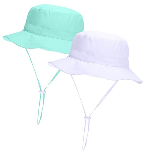 Sombrero de sol para bebé, UPF 50+ para niños, sombrero de pescador para niños pequeños y niñas, ajustable y plegable, transpirable, ligero, protección solar de secado rápido, correa de barbilla
