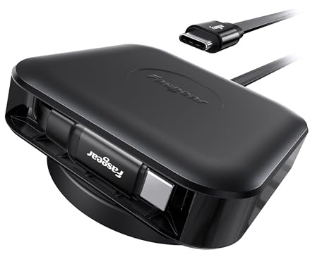 Fasgear 60 W USB C-kabel infällbar, 110 cm fast 90 cm utdragbar enkelsidig, PD/PPS snabbladdningskabel, 360° rotation skrivbordshållare, typ C-kabel autoåtergång, för i-Phone16/17/i-pad/Mac-book