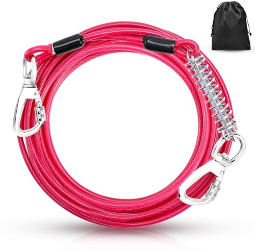 Hofleine Hundeleine 3m Tie-Out Leinen für Hunde mit Stoßdämpfender Feder & 360° Drehhaken Haustier-Leine für Hof/Camping