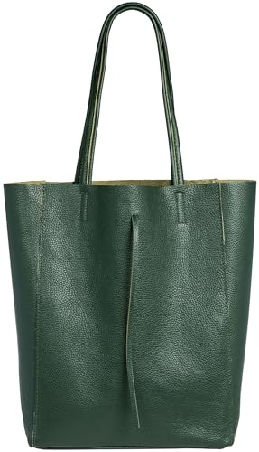 Caspar Großer Damen Leder Shopper Schultertasche mit Sicherheitsfach - CLASSIC LINE - Modell No.780 - Made in Italy