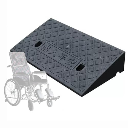 Rampe de seuil de 2,5 cm, 5, 6, 7, 8 cm, pour Fauteuil Roulant, Robuste, antidérapante, pour Trottoir, Chariot, Scooter (Noir, 49 x 22 x 4 cm)