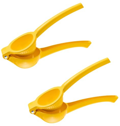 2 stycken citronpress, limepress, 2-i-1 aluminiumlegering manuell juicepress, universell storlek, citruspress manuell, citronpress handpress för kök, bar, restaurang (gul, 2)