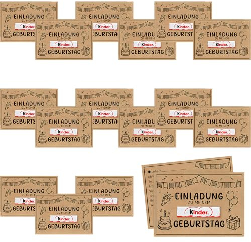 glowgare 15 Geburtstagseinladungen für Jungen und Mädchen – Originelle Einladungen aus Kraftpapier – Geburtstagseinladungen für Jungen – Einladungen zur Jungengeburtstagsparty