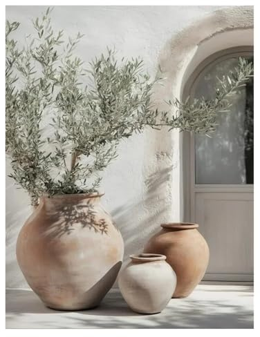 MINGYTN Casa Poster Decorativo Dipinto Su Tela, Moderno Paesaggio Con Spiaggia E Ulivi, Isola Greca Di Santorini, Decorazione Da Parete Per Soggiorno(I,50x70cm)