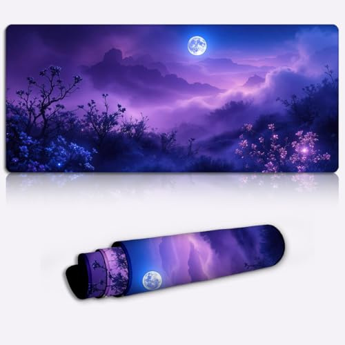 moonlit purple dreamscape Gaming Mouse Pad Non-Slip Rubber Base Pad Office Home Novelty Printed Desk Accessory Laptop Desktop Printed Art Ergonomic 600 * 350 * 4mm