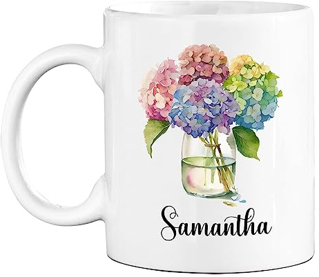 Coffee Mug Hydrangea Flower Tea Mug Fine Patterns Ceramic Mugs Smooth Coffee Cups for Birthday Gifts Home Boy 330 ML