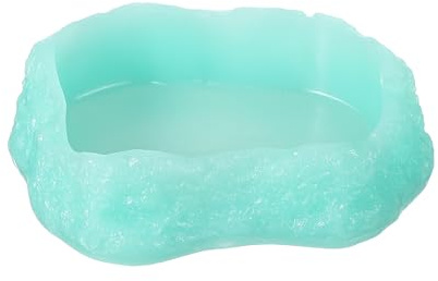 QUARKZMAN Cuenco De Comida para Reptiles 4.1 Pulgadas Verde Fluorescente | Plato De Alimentación Para Reptiles Cuenco De Rincón De Agua De Resina Plato Para Gusanos XS, Diseñado