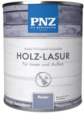 PNZ Holzlasur für Innen und Außen | lösemitttelfreie Farblasur | Nachhaltig hergestellt mit regionalen Rohstoffen | für alle Hölzer, auch Bienenhäuser, Gebinde:0.75L, Farbe:flieder