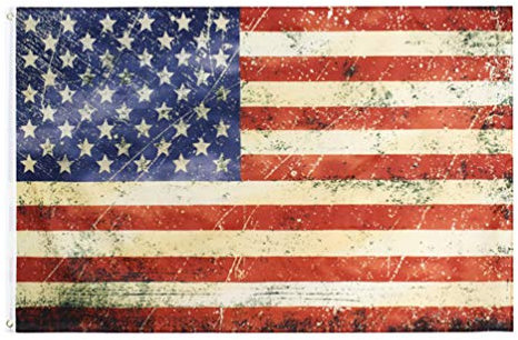 Drapeau Américain Vintage Drapeau Américain étoiles Et Rayures pour La Fête de Lindépendance Patriotique 4 Juillet Fournitures de Fête Décoration Extérieure 90X150cm (Noir)