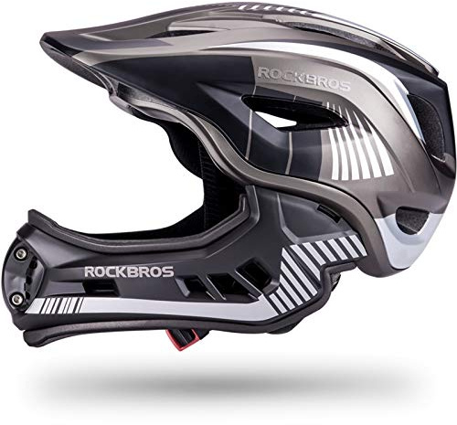 ROCKBROS Kids Full Face Helmet Kids Bike Helmets Lightweight Toddler Mountain Bike Helmet Detachable for MTB BMX Skating Cycling Scooter Safety Bicycle Helmets for Youth Child Boys Girls Ages 3-16