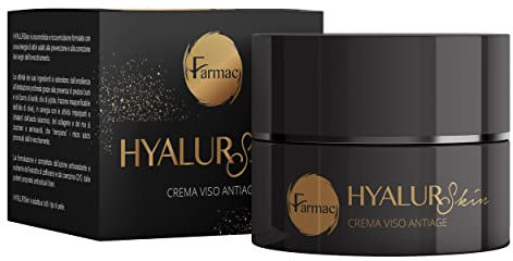 Hyalur Skin, Farmac | Crema Viso Donna, Antirughe, Idratante | Acido Ialuronico, Collagene, Bava di Lumaca, Zafferano e Coenzima Q10 | Texture leggera e setosa | Crema viso, antiage, giorno e notte