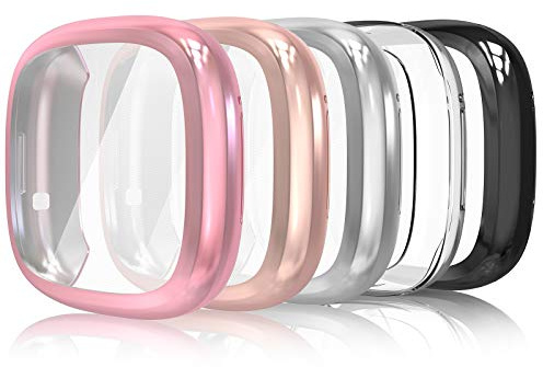 Simpeak 5-Stück Schutzhülle kompatibel für Fitbit Versa 3 /Fitbit Sense, TPU Hülle Schutzfolie Case, Versa 3 /Sense Zubehör, Kratzfest Schutz Gehäuse