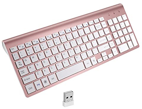 Shiwaki Desktop Slim 2.4G Teclado Inalámbrico Teclado para PC Laptop Numérico Teclado - Oro Rosa