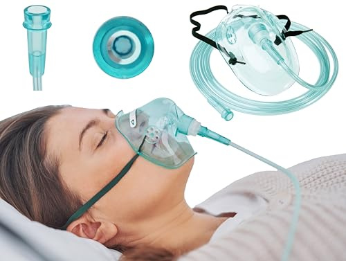 Tiga-Med Sauerstoffmasken für Erwachsene | DEHP-frei | grün | mit 210cm Sauerstoffschlauch | O2 Maske Atemmaske