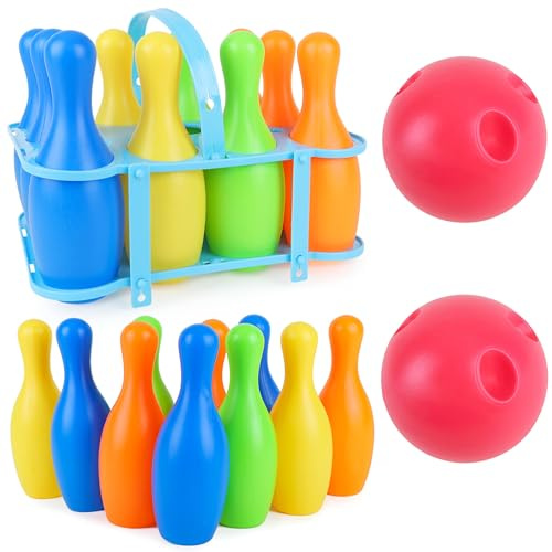 Toyland® 13-teiliges Bowling-Set für Gartenspiele – Bunte Gartenkegel – Spielzeug und Spiele für draußen