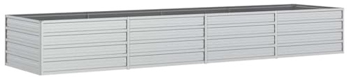 vidaXL Garten Hochbeet Pflanzkasten Pflanzbeet Gemüsebeet Blumenbeet Blumenkasten Frühbeet Gartenbeet Blumenkübel Pflanzkübel 320x80x45cm Verzinkter Stahl Silbern