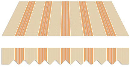 home Trends Markisenstoff 4m Markise mit Volant 4 x 3 m Markisenbespannung ersatzstoff 387 x 300cm Balkon Markise wasserabweisend & Sonnenschutz Ersatz Markisentuch P3037