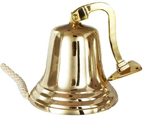 Retro Collections Solid 5 Inch brass bell with mounting bracket & lanyard Last Order Bell ~ Ships Bell ~ Wall Hanging Bell Pub ~ School ~ Diner