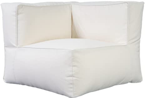 FINQA Saint-Tropez Sessel, Ecksessel, 80x80x64 cm, Outdoor Sitzgruppe in Weiß, Liegegarnitur Garten, Balkon und Terrasse
