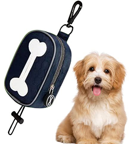 Qihuyi Kotbeutelspender | Kotbeutelhalter mit Knochenmuster für Leinen | Hundekotbeutelspender, Welpenkotträger, Hunde-Reißverschlussbeutel mit Karabinerhaken für Hunde