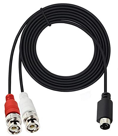 MTUERANC S-Video 4 PIN to BNC Splitter Cable, Mini DIN 4 Pin S-Video Male to 2 Dual BNC Male Y Splitter Connectors (1.5M/5Feet)