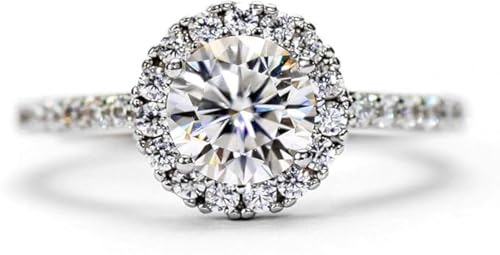 Michooyel Anello di fidanzamento con Moissanite da 1,0 ct Anello in argento sterling 925 con fede nuziale con diamanti Circondato da gioielli D Color VVS Clarity Moissanite per donne Regolabili