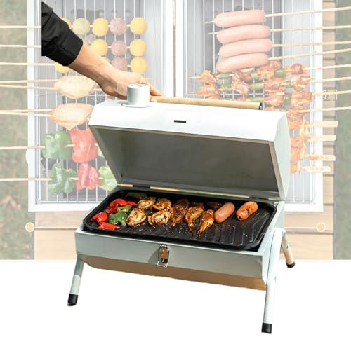 Barbecue Portable en Acier Inoxydable, Barbecue Au Charbon de Bois À Double Usage for Griller Et Griller, Adapté À la Cuisine en Plein Air Dans Le Jardin, Au Barbecue, Au Camping Et Au Pique-nique ( C