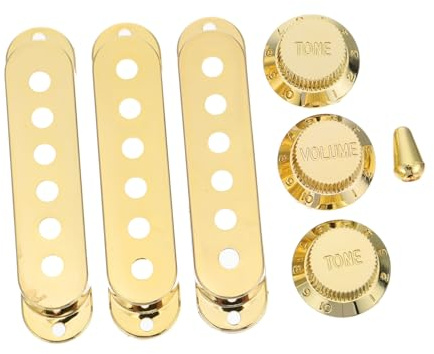 BESTonZON 7 Stück Humbucker Pickup Abdeckungsset Gold Langlebige Gitarre Tonabnehmerabdeckungen Aus Kunststoff Kompakt Und Rostfrei Für E-gitarren Und Bass